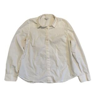 R ESSENTIALS by Reitmans White Button-Down Blouse, Size L/G